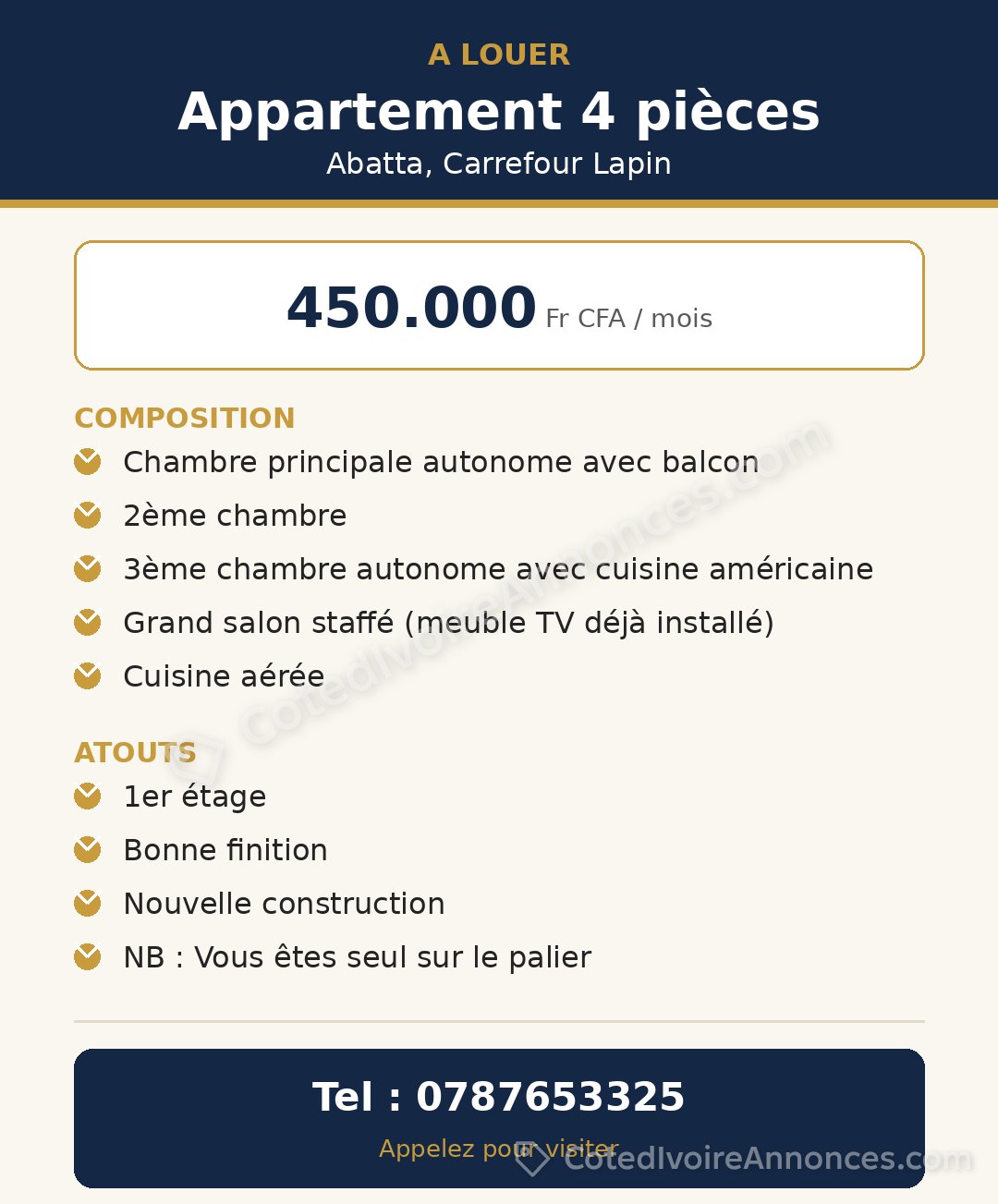 APPARTEMENT HAUT STANDING 4 PIECES — photo 1