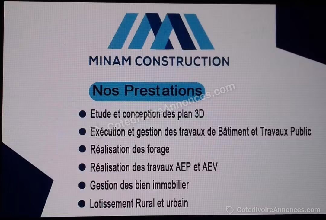 Bâtiment et travaux publics et gestion immobilière — Services à Abidjan