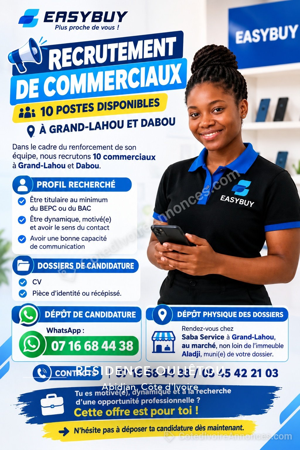 RECRUTEMENT DE COMMERCIAUX – EASYBUY à Abidjan