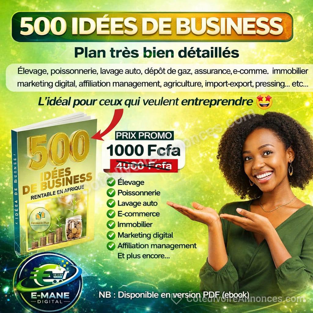 500 IDÉES DE BUSINESS à Abidjan