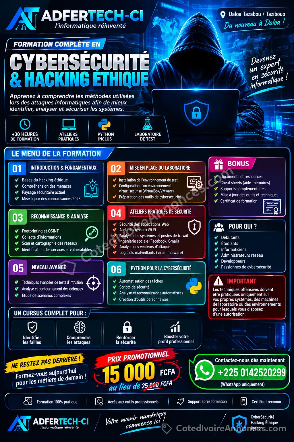 🔐 FORMATION COMPLÈTE EN CYBERSÉCURITÉ & HACKING ÉTHIQUE — Informatique à Abidjan