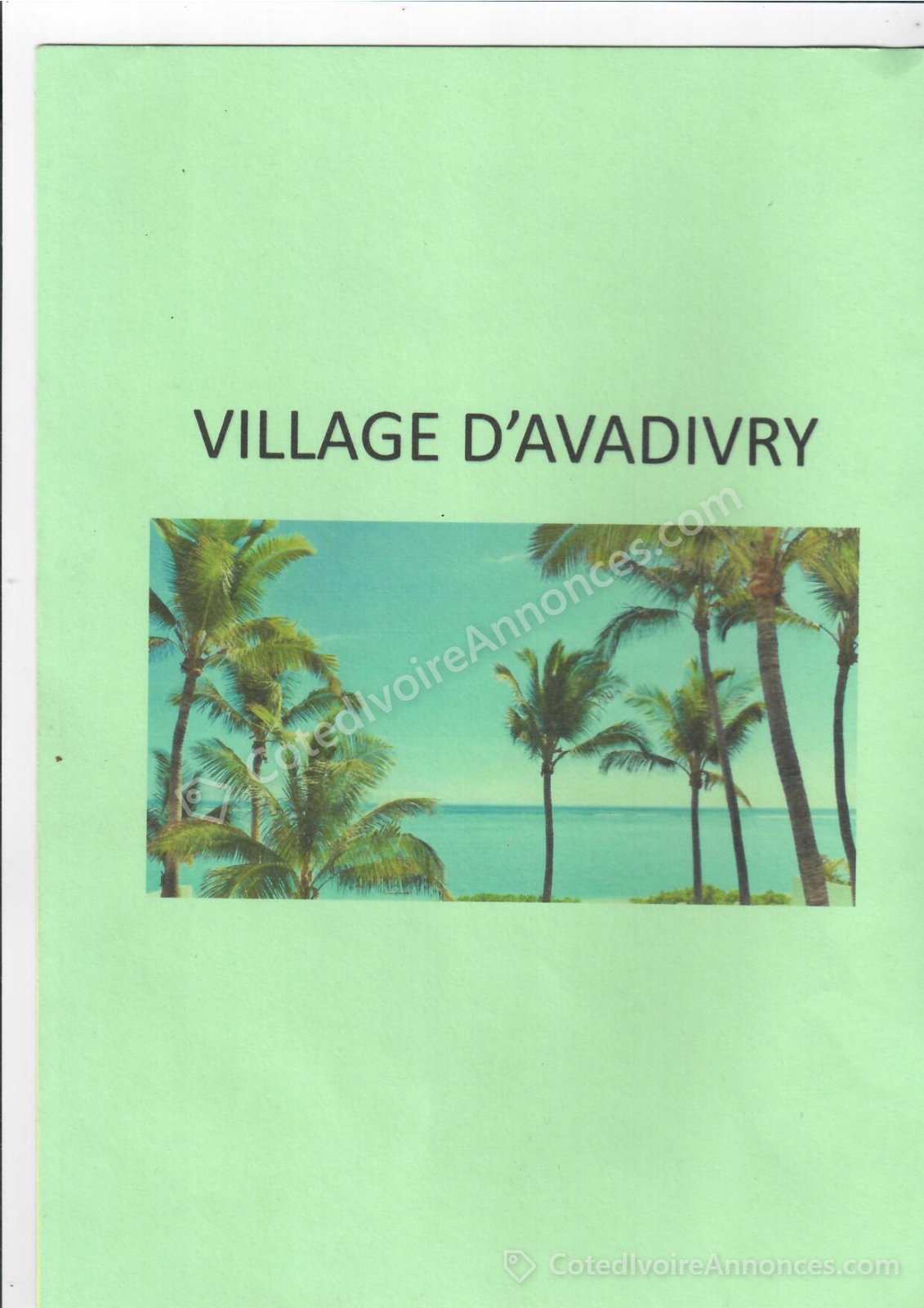VENTE DE TERRAIN A AVADIVRY (SOUS-PREFECTURE DE JACQUEVILLE A 35 Km DU CENTRE VILLE) — Immobilier à Abidjan