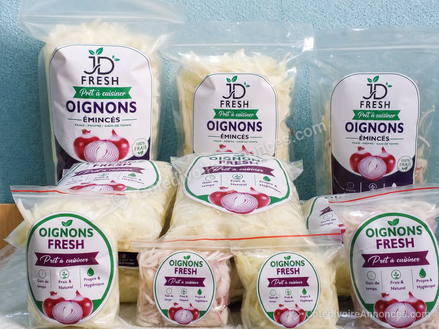 Oignons frais émincés ultra frais et prêt à l'emploi à Abidjan