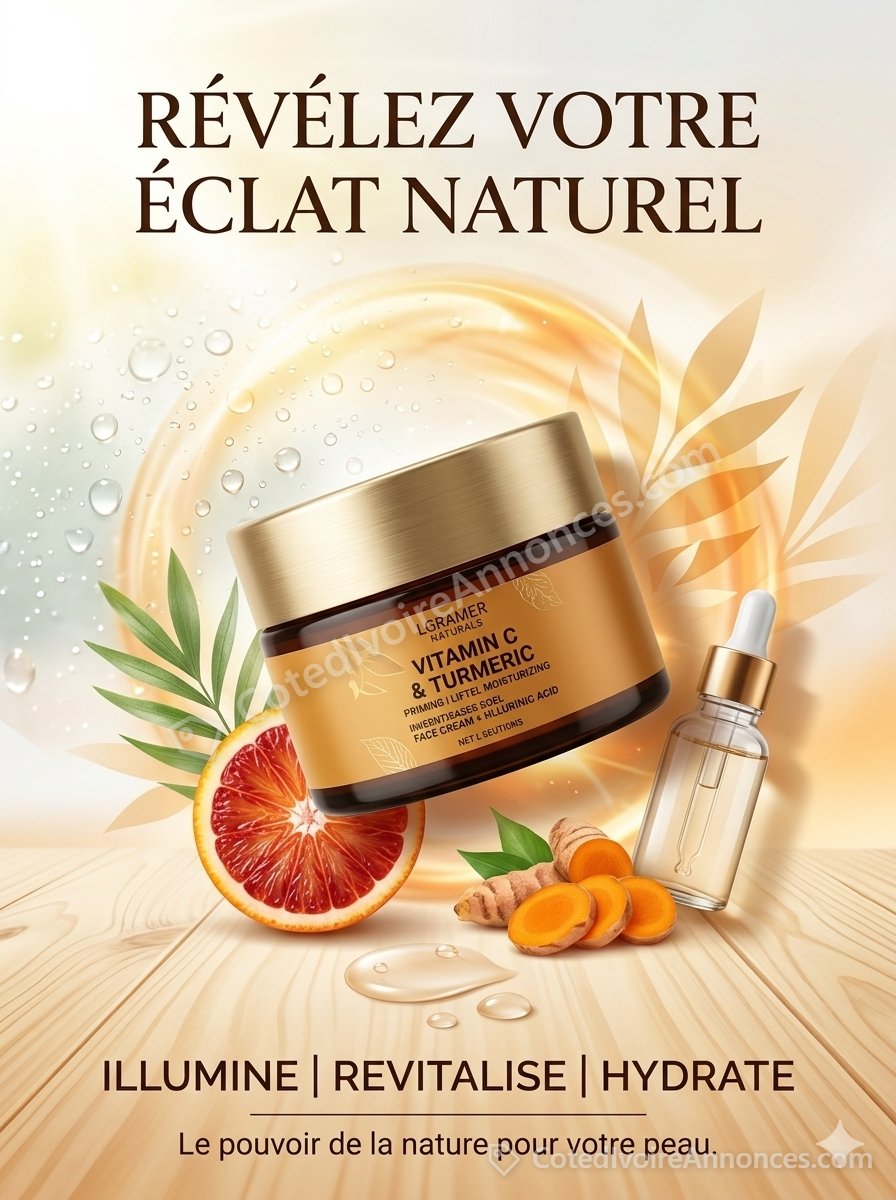Crème Vitamine C & Curcuma LGRAMER – Éclat Naturel et Hydratation à Abidjan