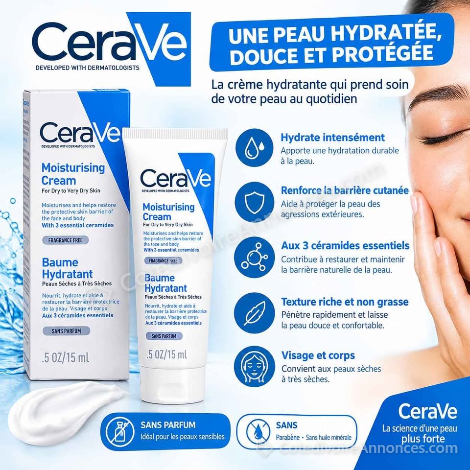 CeraVe Baume Hydratant 15 ml – Peaux Sèches à Très Sèches, Sans Parfum à Abidjan