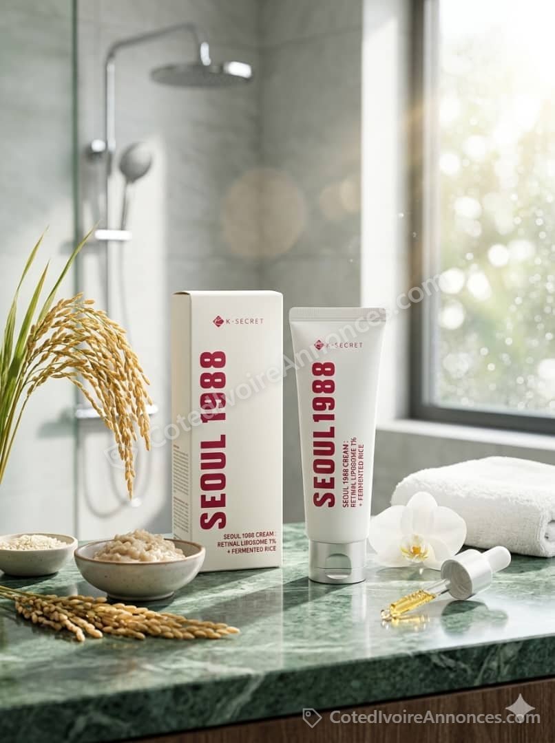 Crème Visage Anti-Âge – Rétinal Liposome 1% & Riz Fermenté – Soin Éclat & Anti-Rides à Abidjan