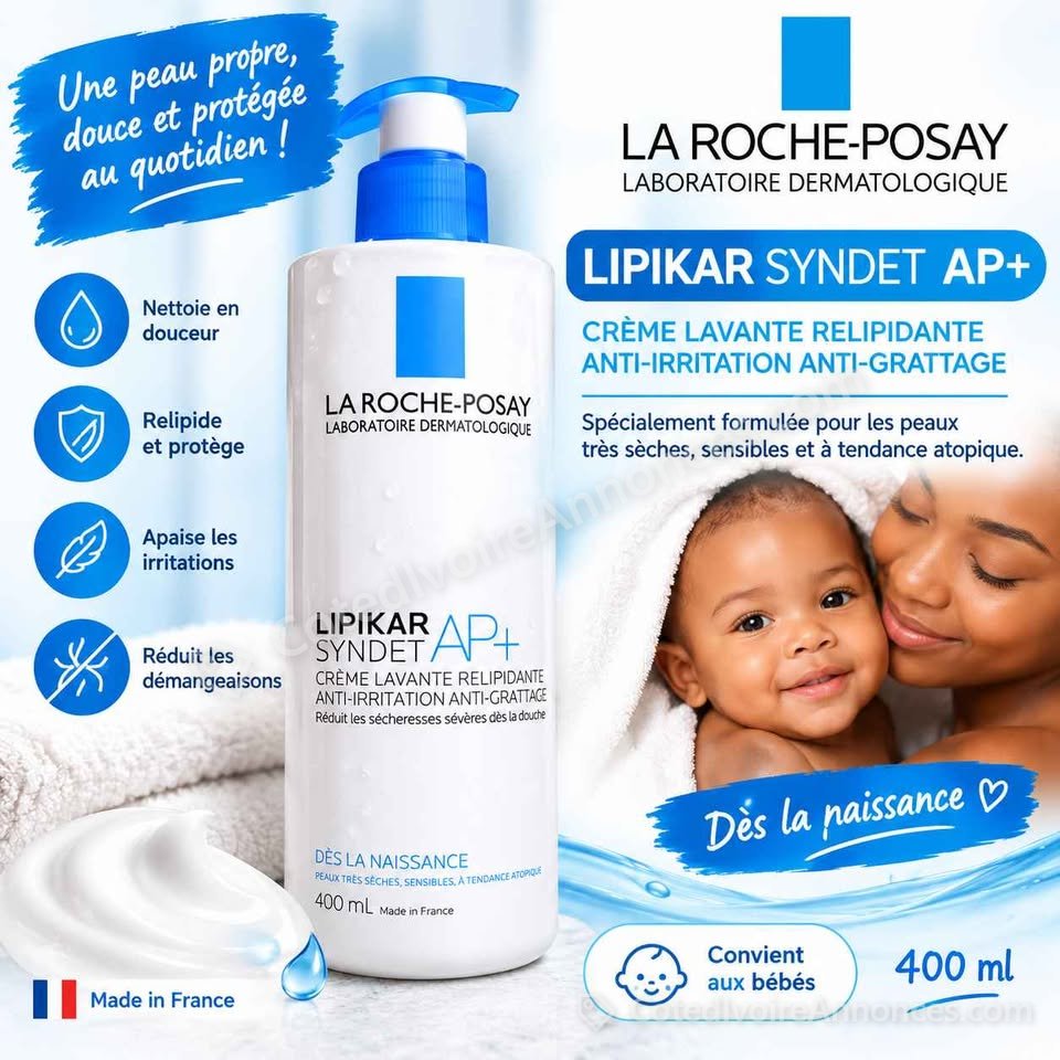 La Roche-Posay Lipikar Syndet AP+ – Crème Lavante Relipidante 400 ml à Abidjan