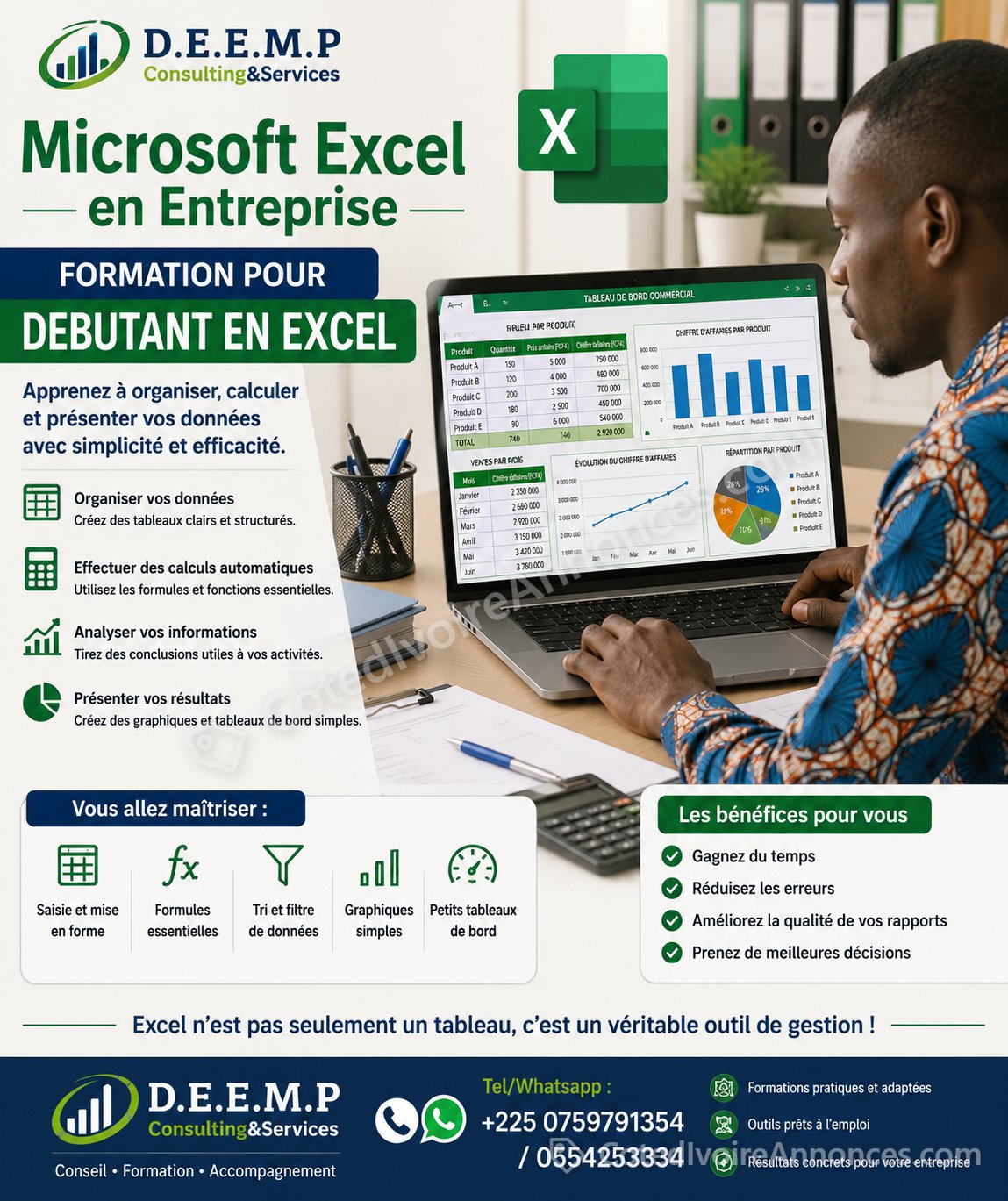 FORMATION EN EXCEL POUR LES DEBUTANTS à Abidjan
