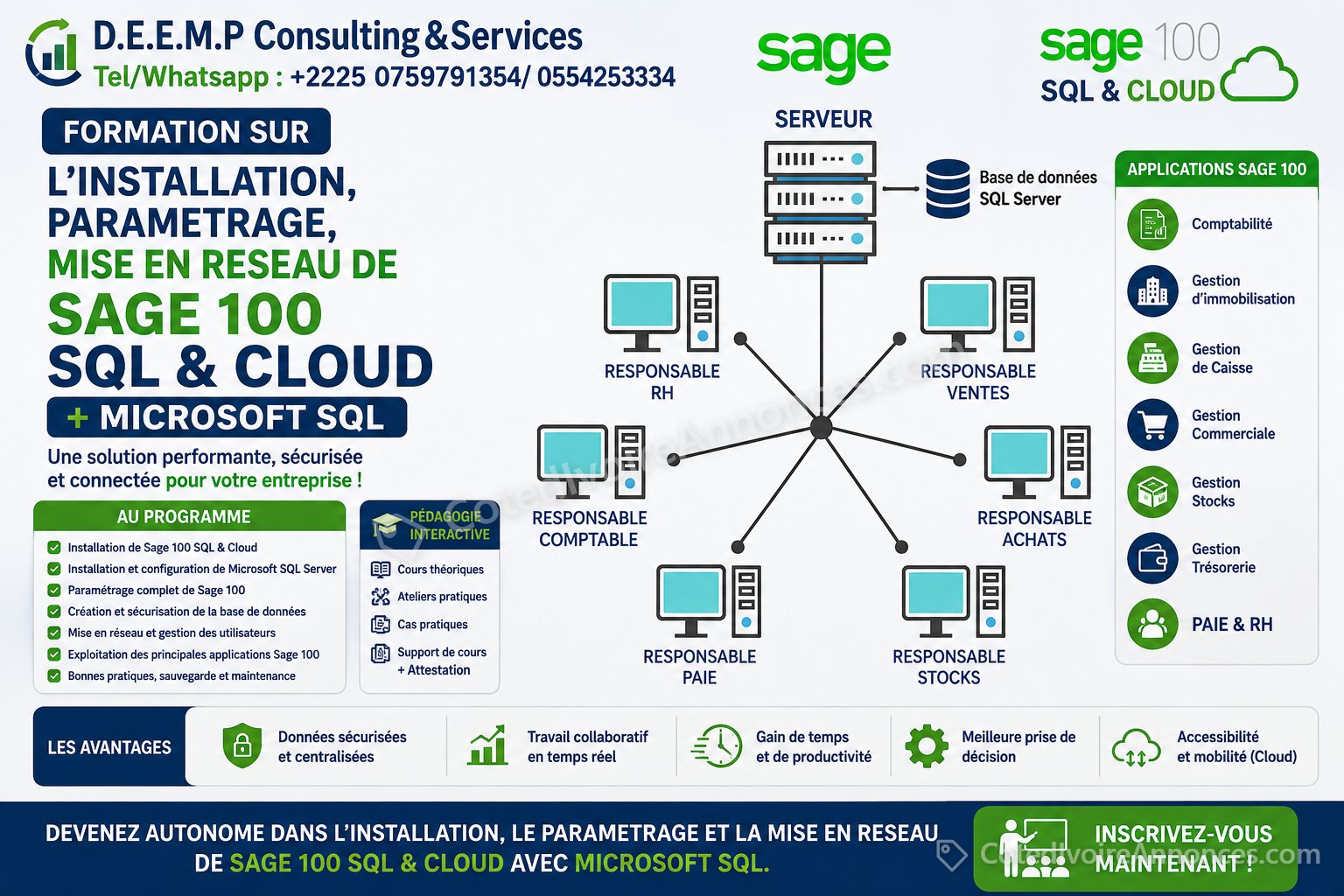 FORMATION SUR L'INSTALLATION, PARAMETRAGE, MISE EN RESEAU SAGE 100 SQL à Abidjan