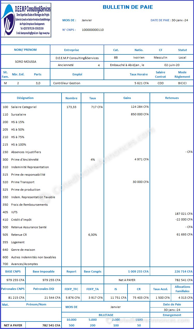 Bulletins automatisés sur Excel à Abidjan