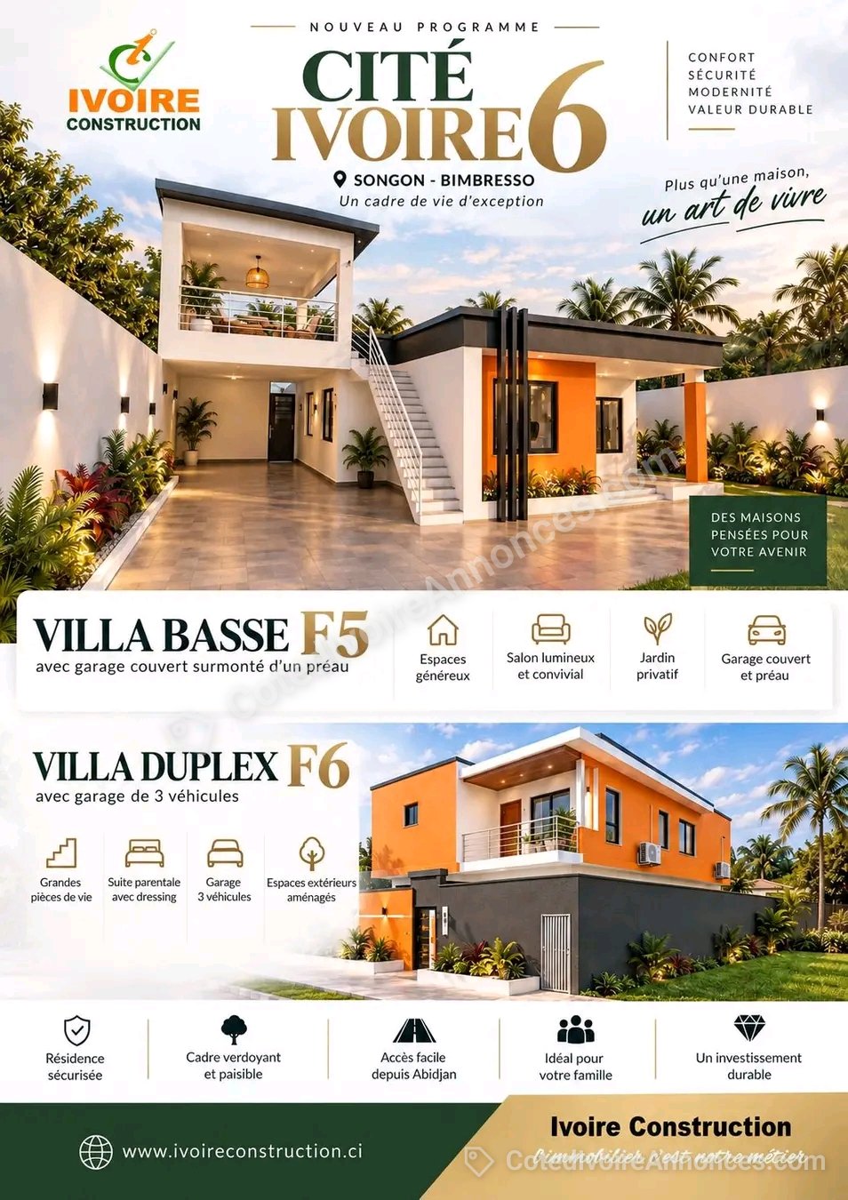 villas duplex 4 pièces cité ivoire — Immobilier à Abidjan