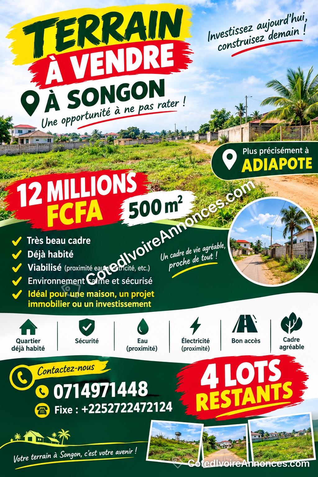 Térrain à vendre 12000000 à Abidjan