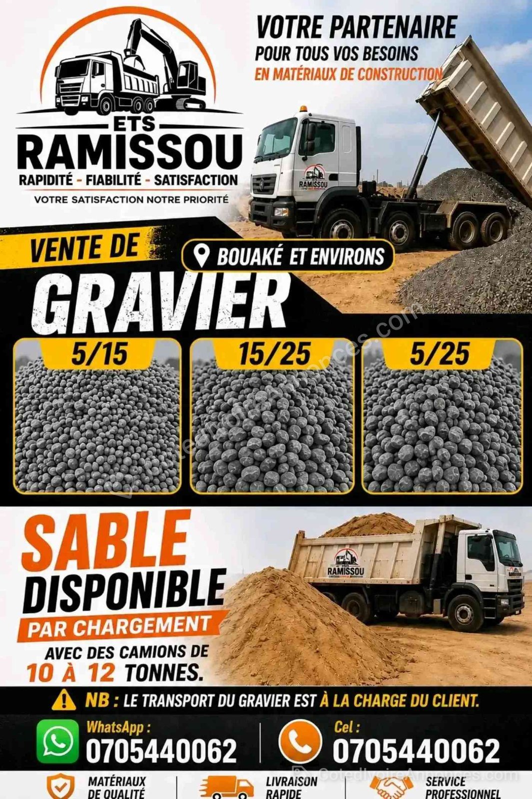 SABLE ET GRAVIER à Bouaké
