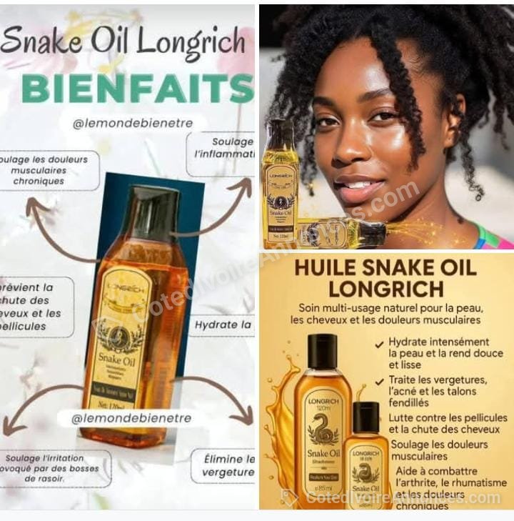 Huile de Serpent LONGRICH — Cheveux, Peau & Massage ✨ — Mode & Beauté à Abidjan