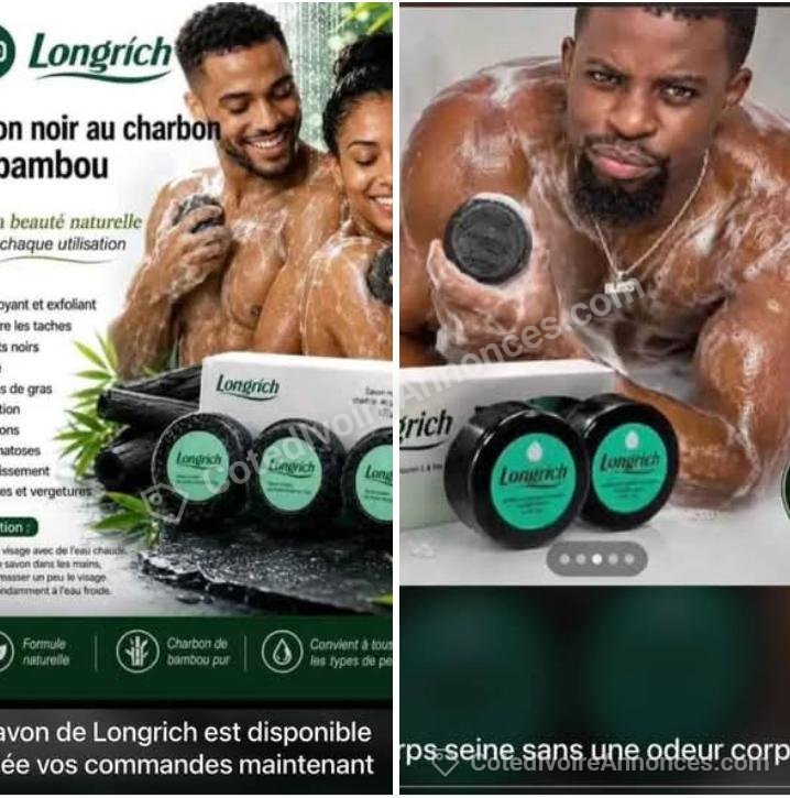 Savon noir au charbon de bambou naturel longrich à Abidjan